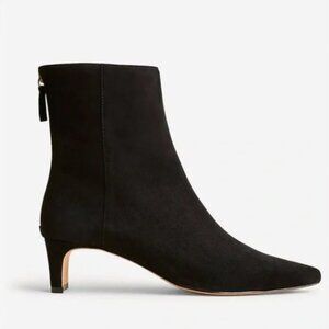 NWT J Crew Stevie ankle boots, black suede, 2” heel, pointed toe, back zip |9M